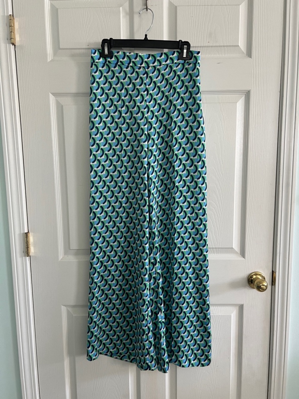 NWT Zara Blue, Aqua, Green Geometric Print Wide-leg pants